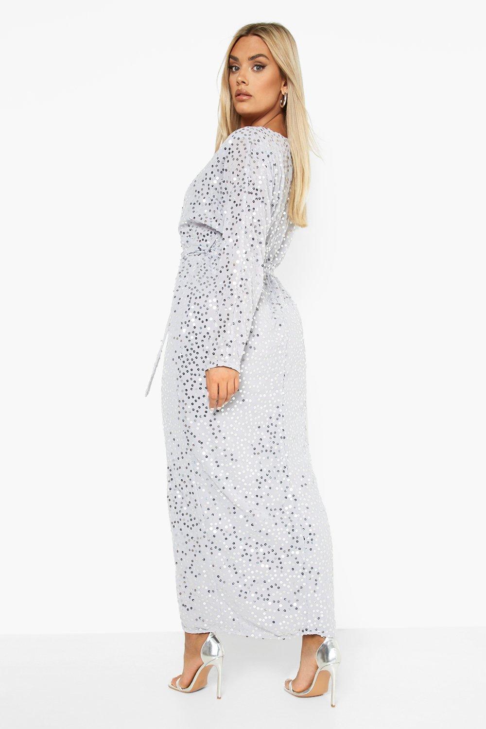 Boohoo plus hotsell sequin maxi dress